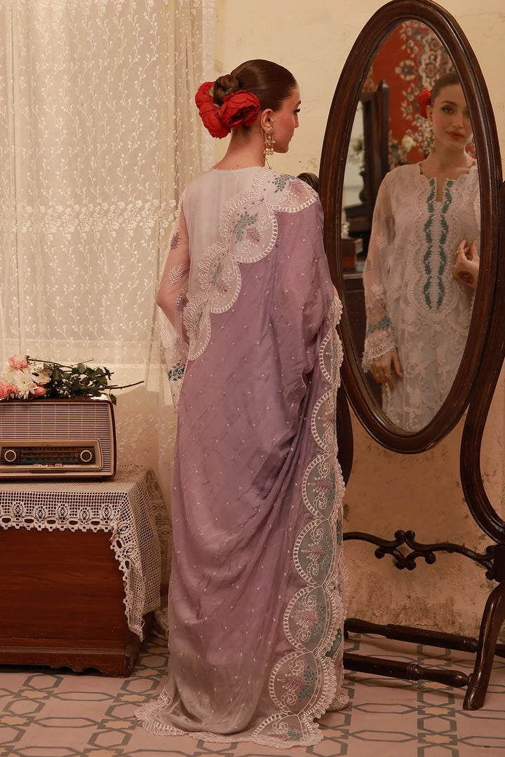 Sahar Unstitched Embroidered Net Lilac Lace Reverie 4 Piece Suit SS1-26-FE-01 - Summer Collection