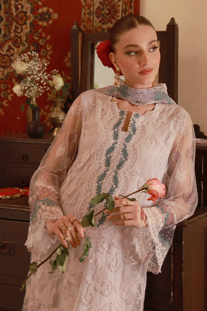Sahar Unstitched Embroidered Net Lilac Lace Reverie 4 Piece Suit SS1-26-FE-01 - Summer Collection
