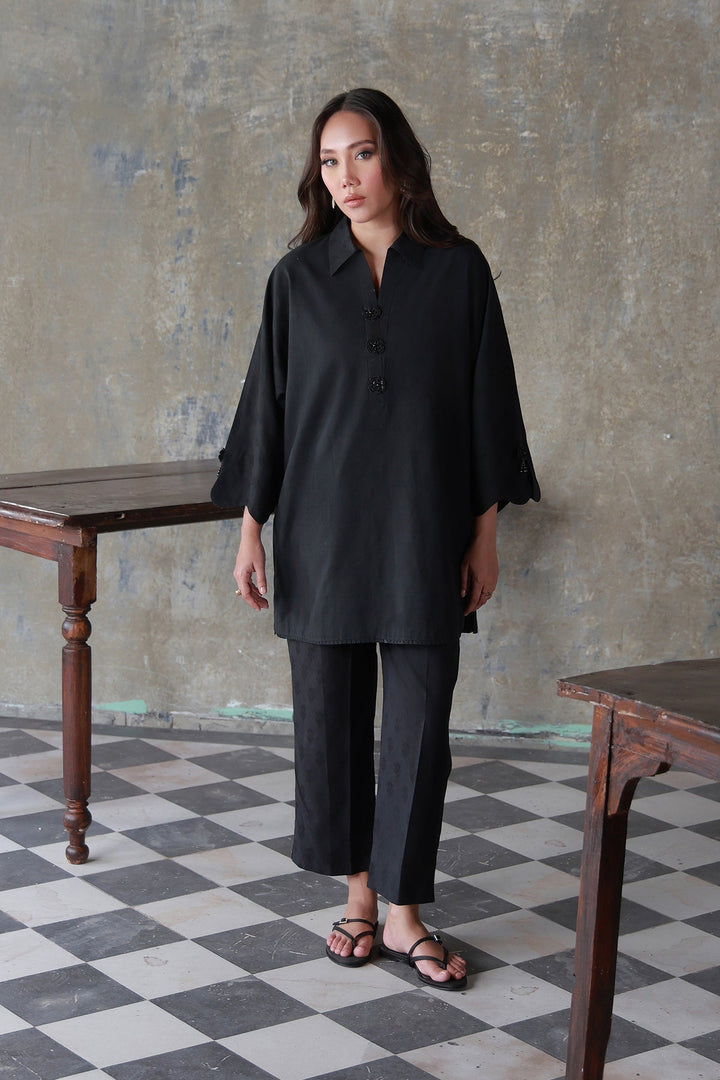 Neutral Edit by Sahar RTW Embroidered Jacquard 2 Piece Suit Onyx Casual Collection