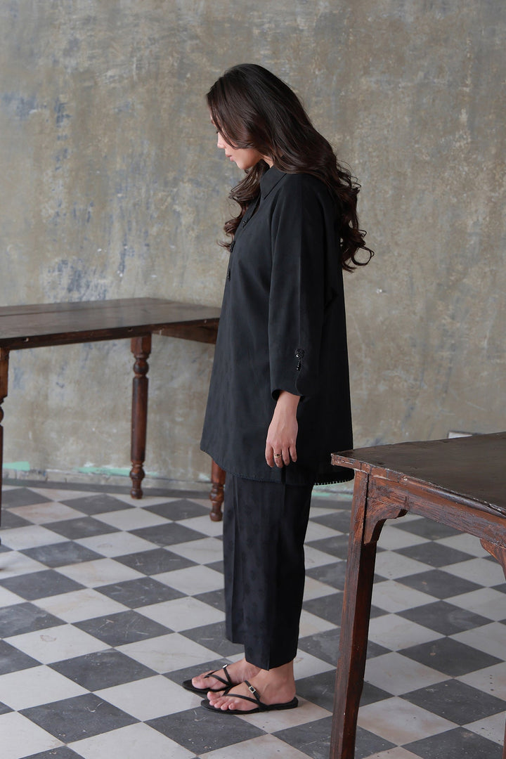 Neutral Edit by Sahar RTW Embroidered Jacquard 2 Piece Suit Onyx Casual Collection