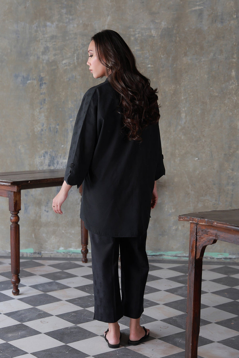 Neutral Edit by Sahar RTW Embroidered Jacquard 2 Piece Suit Onyx Casual Collection