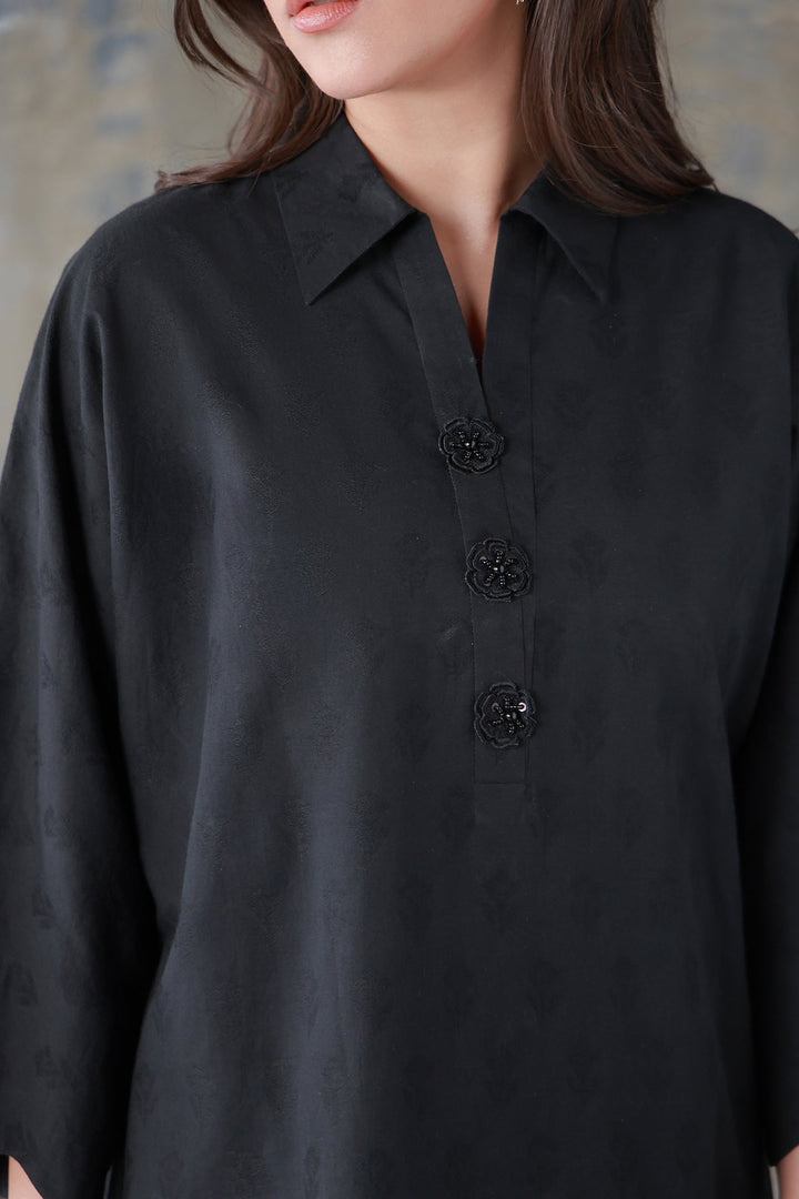 Neutral Edit by Sahar RTW Embroidered Jacquard 2 Piece Suit Onyx Casual Collection