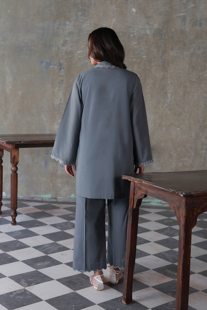 Neutral Edit by Sahar RTW Embroidered Cambric 2 Piece Suit Misty Haze Casual Collection