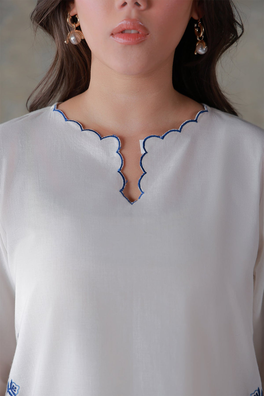 Neutral Edit by Sahar RTW Embroidered Cambric 2 Piece Suit Cloud Whisper Casual Collection