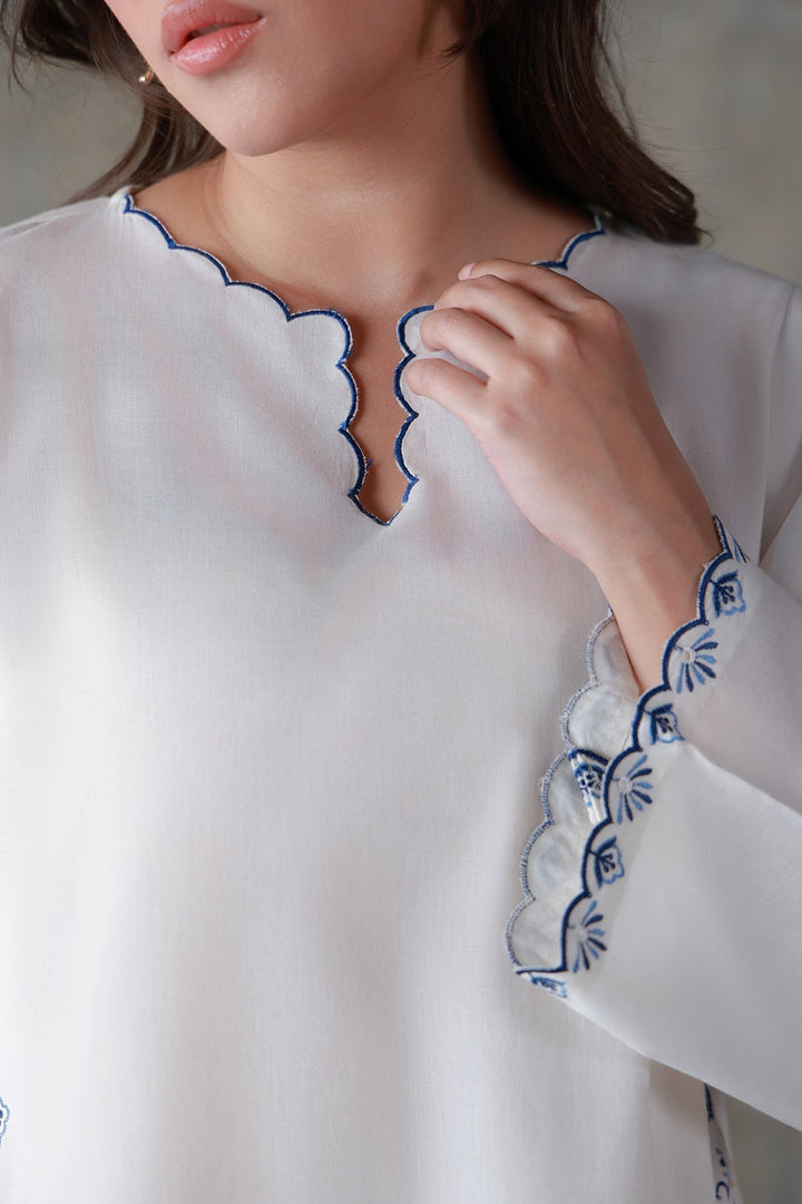 Neutral Edit by Sahar RTW Embroidered Cambric 2 Piece Suit Cloud Whisper Casual Collection