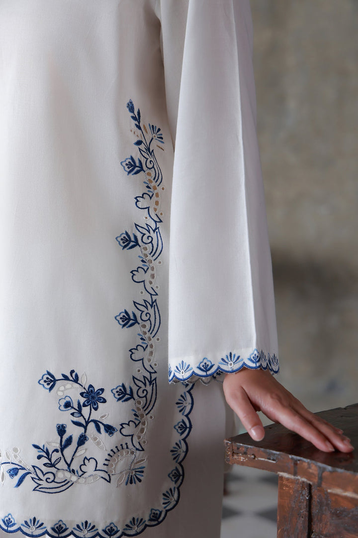 Neutral Edit by Sahar RTW Embroidered Cambric 2 Piece Suit Cloud Whisper Casual Collection