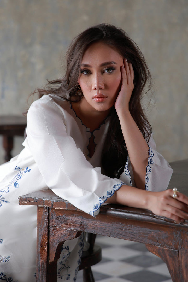 Neutral Edit by Sahar RTW Embroidered Cambric 2 Piece Suit Cloud Whisper Casual Collection