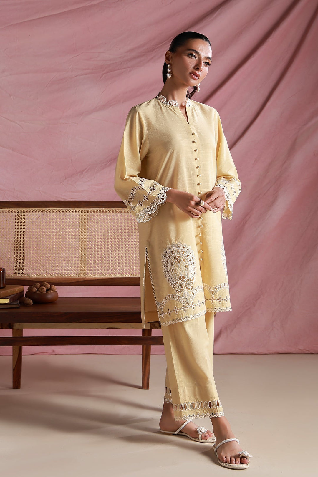 Sahar Women Pret Essentials Embroidered Cross Hatch Lawn Honeyloom Co-Ord Sets - Summer Collection
