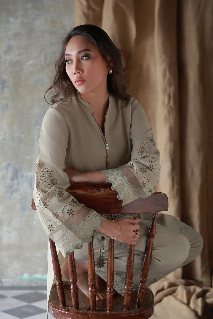 Neutral Edit by Sahar RTW Embroidered Cambric 2 Piece Suit Desert Muse Casual Collection