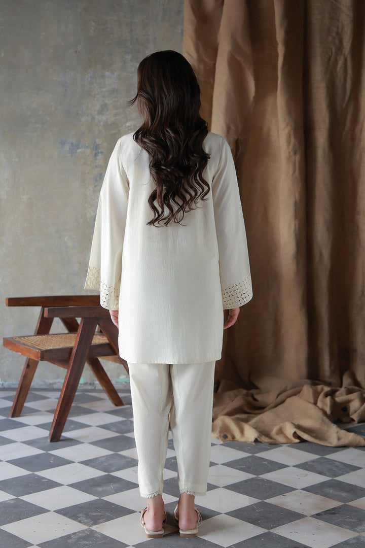 Neutral Edit by Sahar RTW Embroidered Cambric 2 Piece Suit Vanilla Hue Casual Collection