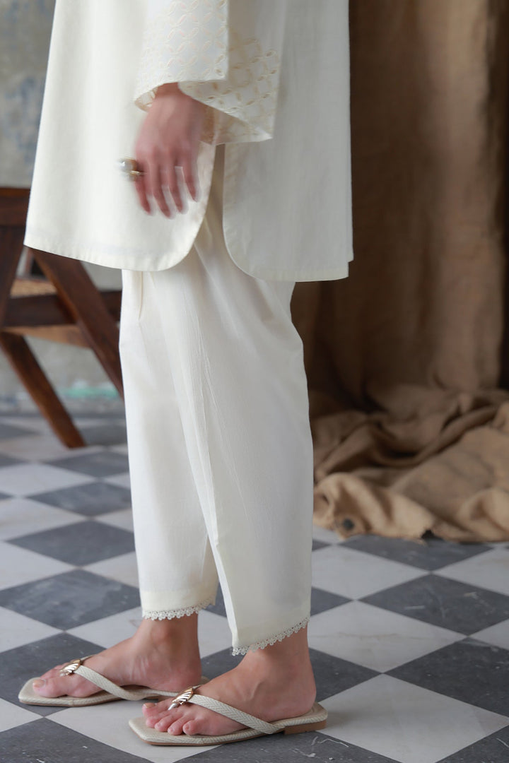 Neutral Edit by Sahar RTW Embroidered Cambric 2 Piece Suit Vanilla Hue Casual Collection