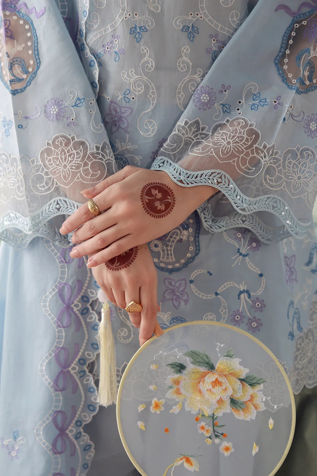 Sahar Unstitched Chikankari Lawn Sky Garden Waltz 3 Piece Suit CK-26-V2-09 - Summer Collection