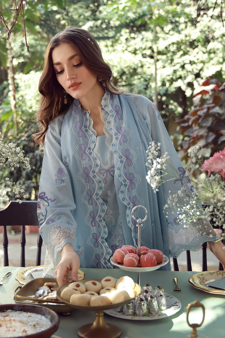 Sahar Unstitched Chikankari Lawn Sky Garden Waltz 3 Piece Suit CK-26-V2-09 - Summer Collection