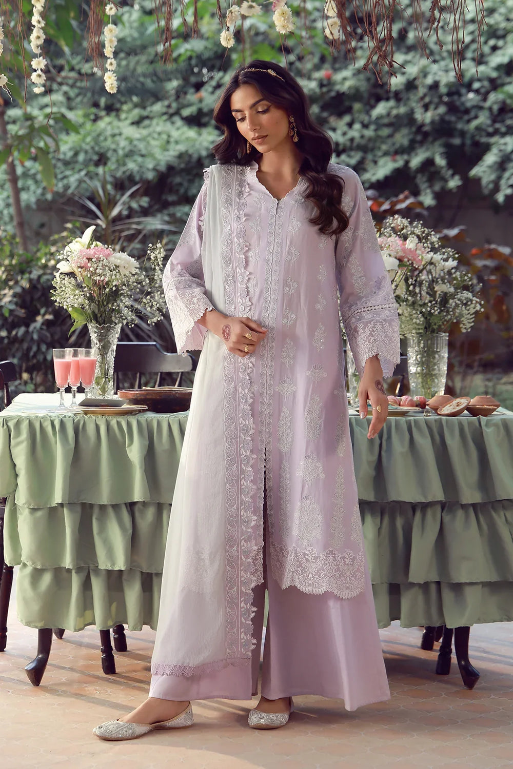 Sahar Unstitched Chikankari Lawn Lilac Twilight 3 Piece Suit CK-26-V2-08 - Summer Collection