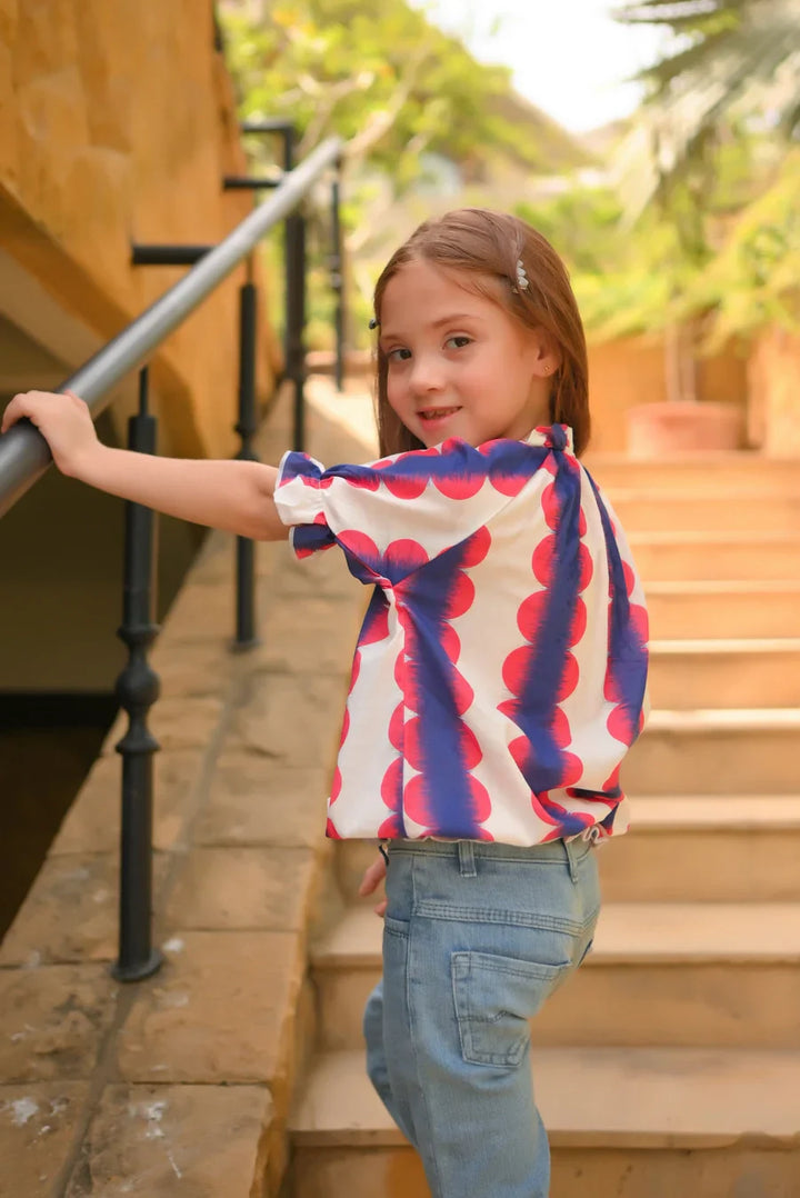 Dhaga Kids Pret Solids Jersy 1 Piece Purple Elasticated Sleeve Shirt DHKIDSDP - Summer Collection