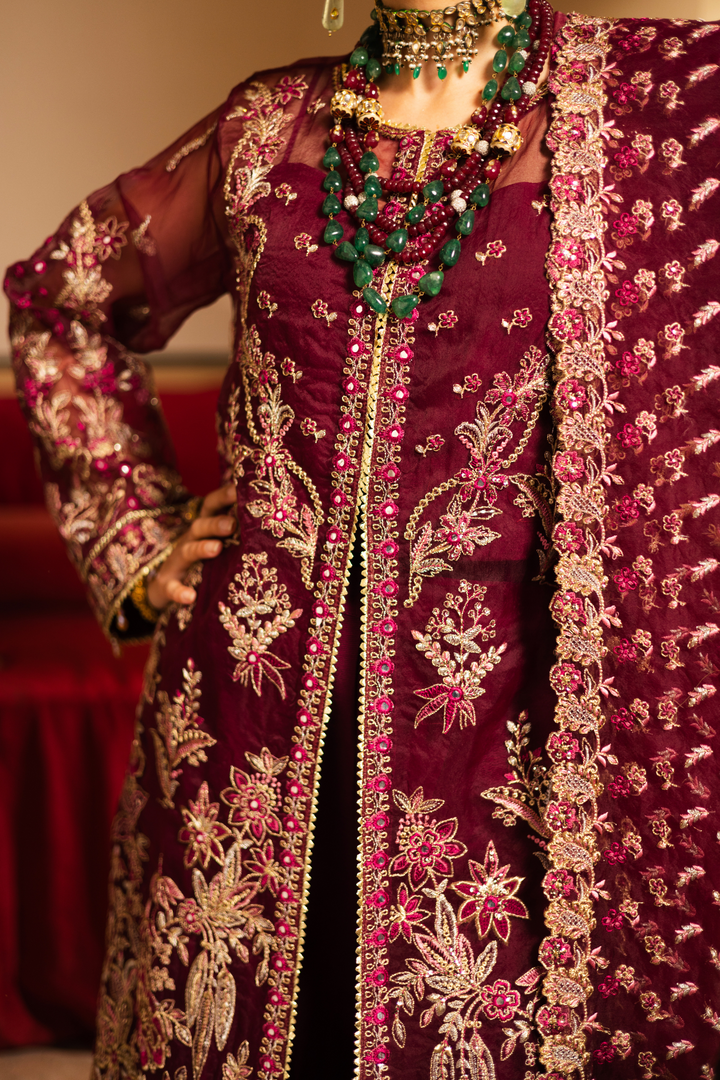 Waresha Women RTW Embroidered Organza 3 Piece Suit MW 01 - Festive Collection