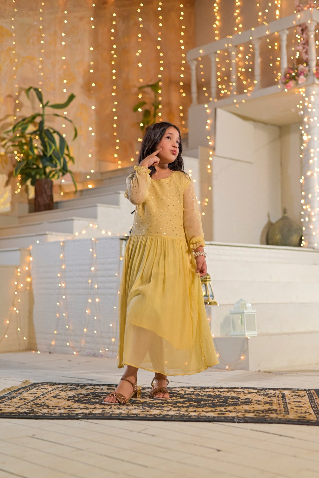 Silcot Girls RTW Hand work Chiffon 1 Piece Suit Buttercup Dream Frock Eid Collection