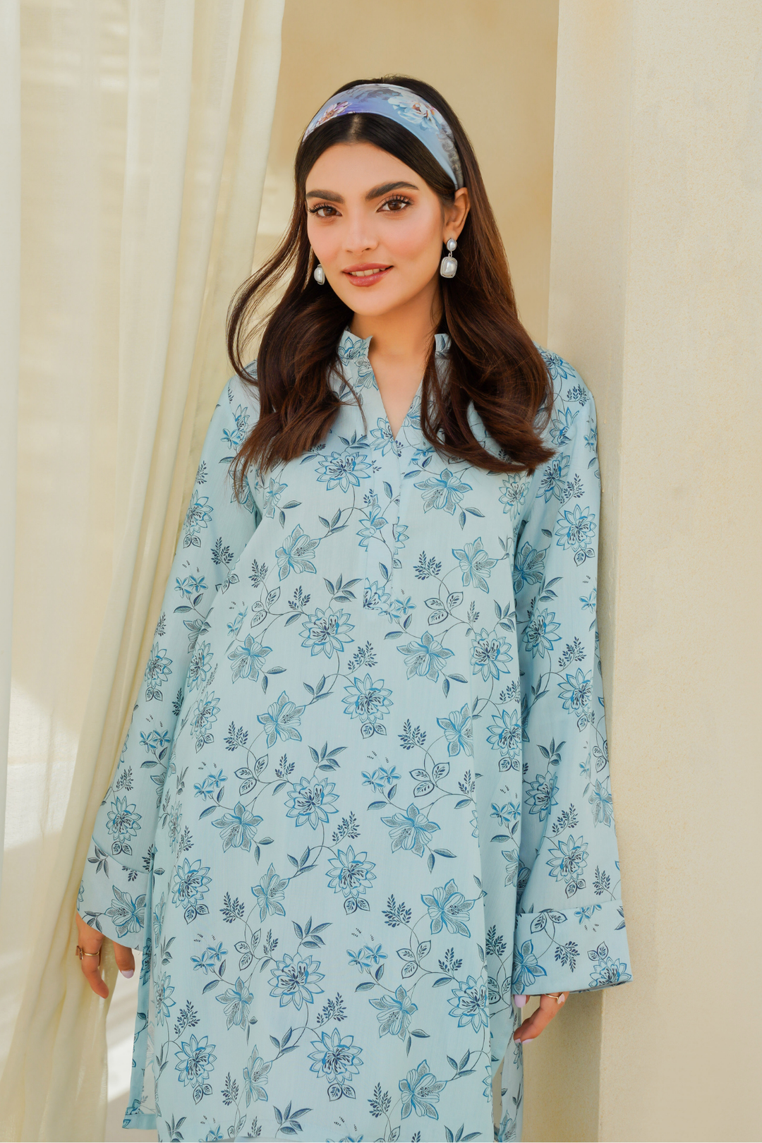 Divinely Crafted Pret Printed Cotton Silk 2 Piece Indigo Blossom