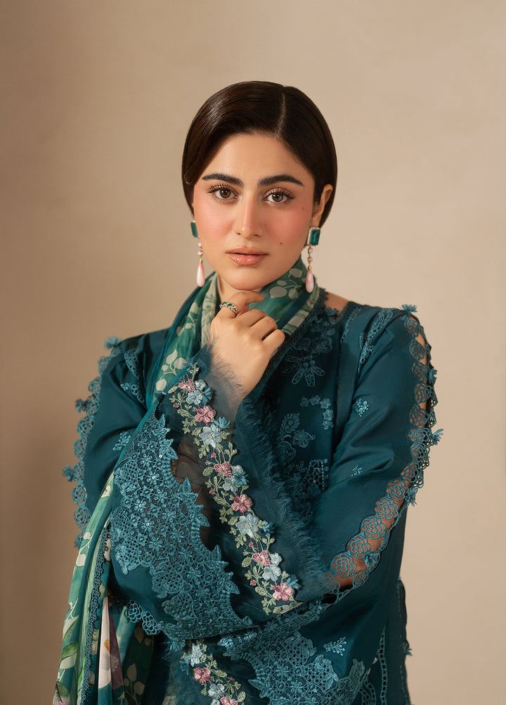 E-Craft by Elaf Unstitched Embroidered Lawn 3 Piece Suit EHC-2A Moss - Casual Collection