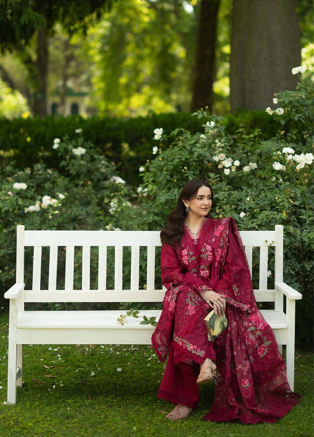 Elaf Premium Unstitched Embroidered Lawn 3 Piece Suit EL26ULF Falling Petals ELQ-4A - Festive Collection