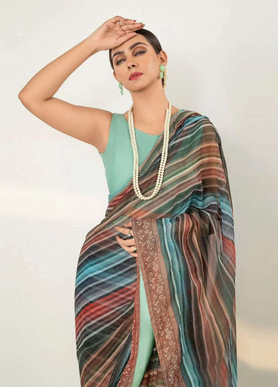 Imran Aftab RTW Printed Chiffon Saree Suit IASC 09 - Festive Collection