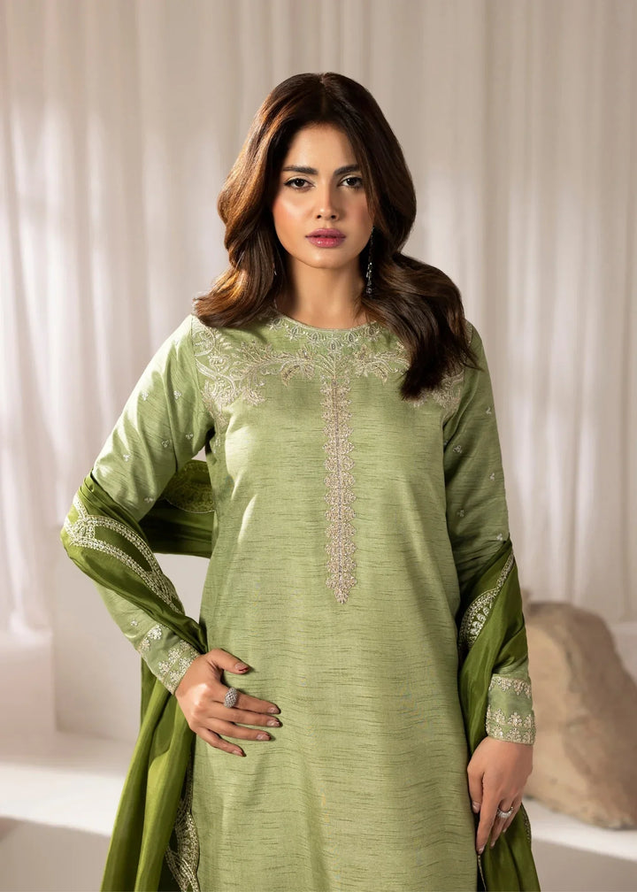 Silk Atelier by Jamni RTW Embroidered Korean Silk 3 Piece Suit MINT CRUSH Festive Collection