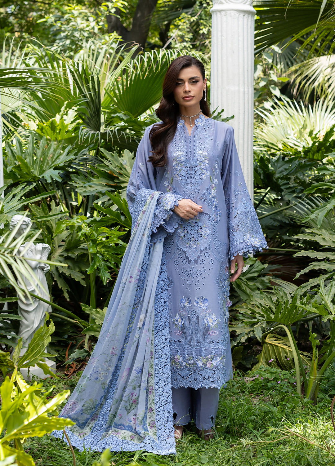 Elaf Premium Unstitched Embroidered Lawn 3 Piece Suit EL26ULF Lavender Luxe ELQ-2B - Festive Collection