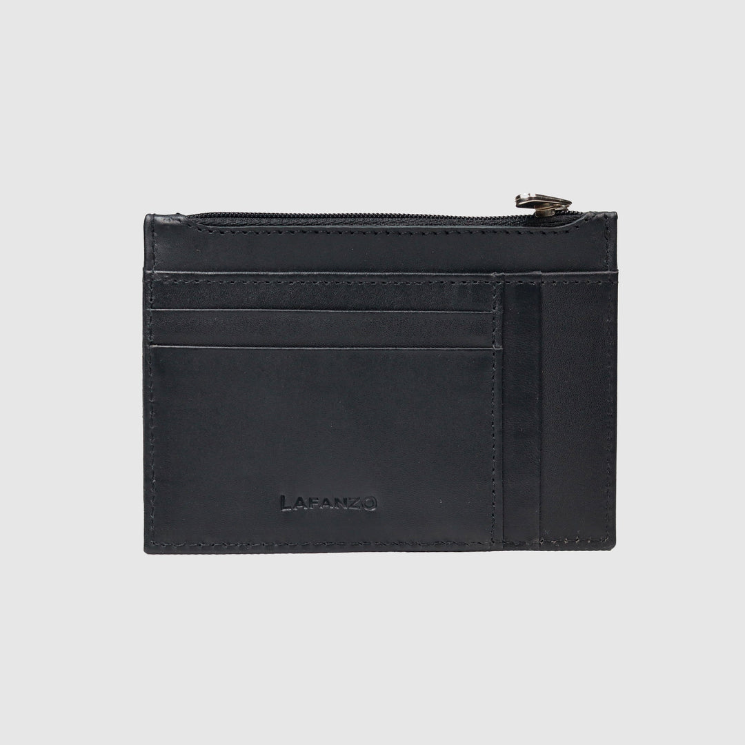 Lafanzo Unisex Leather Regal Zip Card Case Black - Accessories Collection