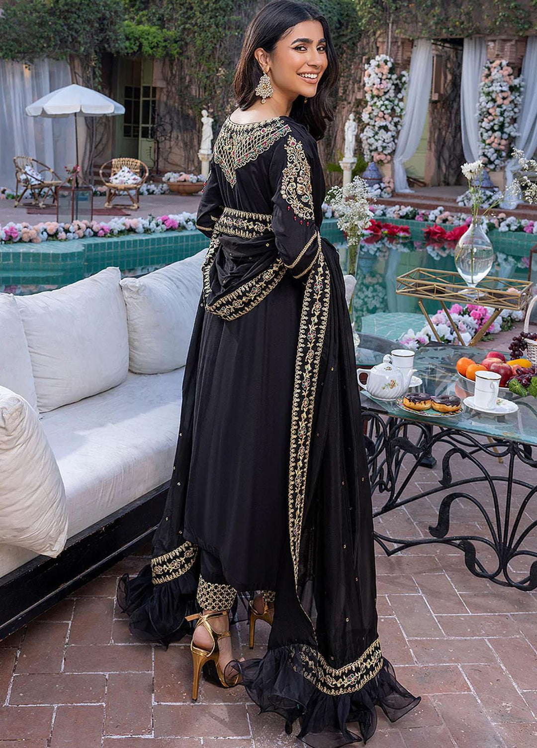 Azure Pret Embroidered Cotton Silk 3 Piece Dress Royal Onyx RO297