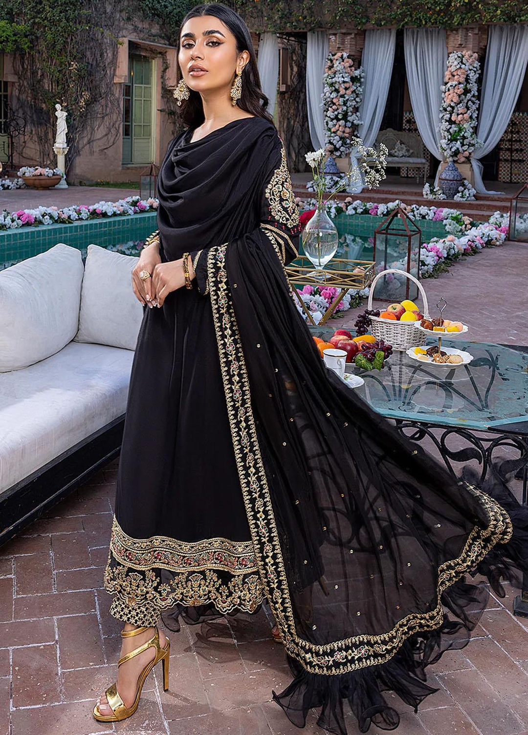 Azure Pret Embroidered Cotton Silk 3 Piece Dress Royal Onyx RO297