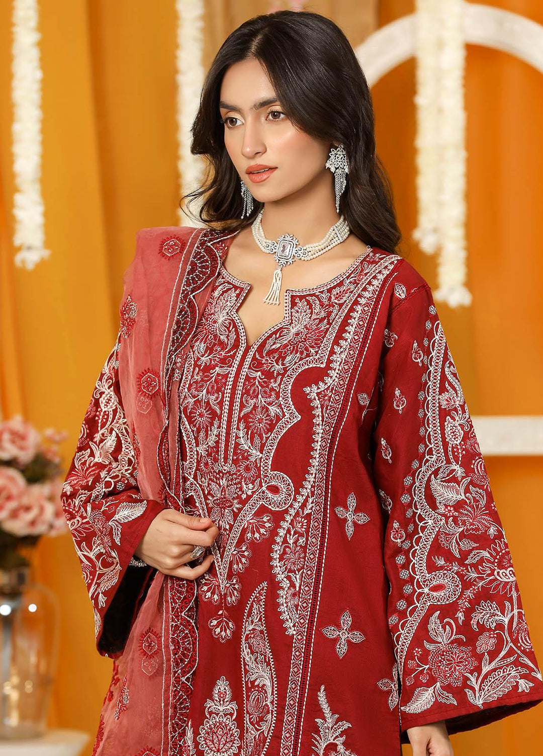 Ghazal By Humdum Embroidered Lawn Suits Unstitched 3 Piece HD23G D-01 - Summer Collection