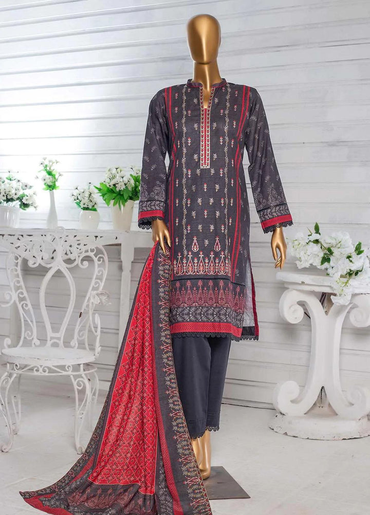 HZ Textiles Embroidered Khaddar Suits Unstitched 3 Piece HZ22PK-V3 PKE-2203 - Winter Collection