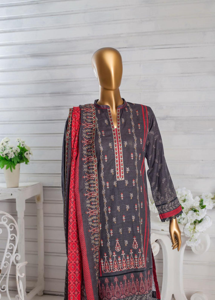 HZ Textiles Embroidered Khaddar Suits Unstitched 3 Piece HZ22PK-V3 PKE-2203 - Winter Collection
