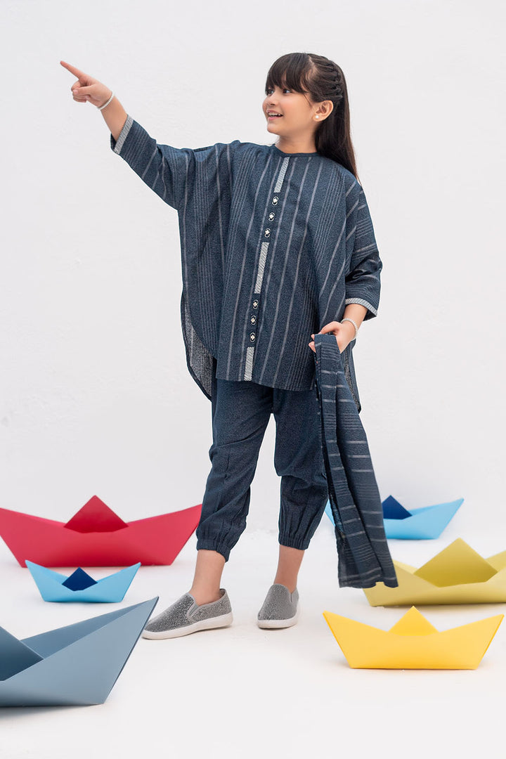 Senorita Kids RTW Tarquise Blue Casual 3 Piece Suit Karandi  KAD-02443 - WInter Collection