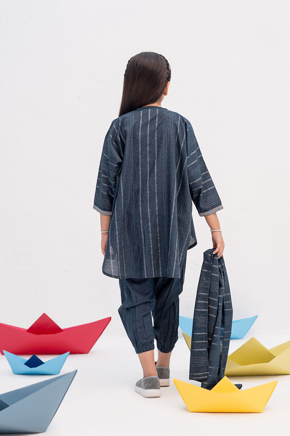 Senorita Kids RTW Tarquise Blue Casual 3 Piece Suit Karandi  KAD-02443 - WInter Collection