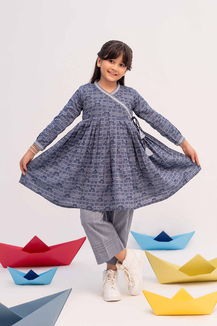 Senorita Kids RTW Blue Casual 2 Piece Suit Denim Jacquard KAC-02458 - Winter Collection