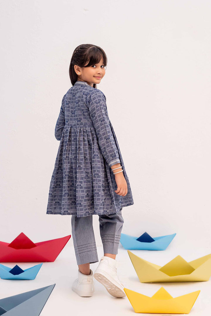 Senorita Kids RTW Blue Casual 2 Piece Suit Denim Jacquard KAC-02458 - Winter Collection