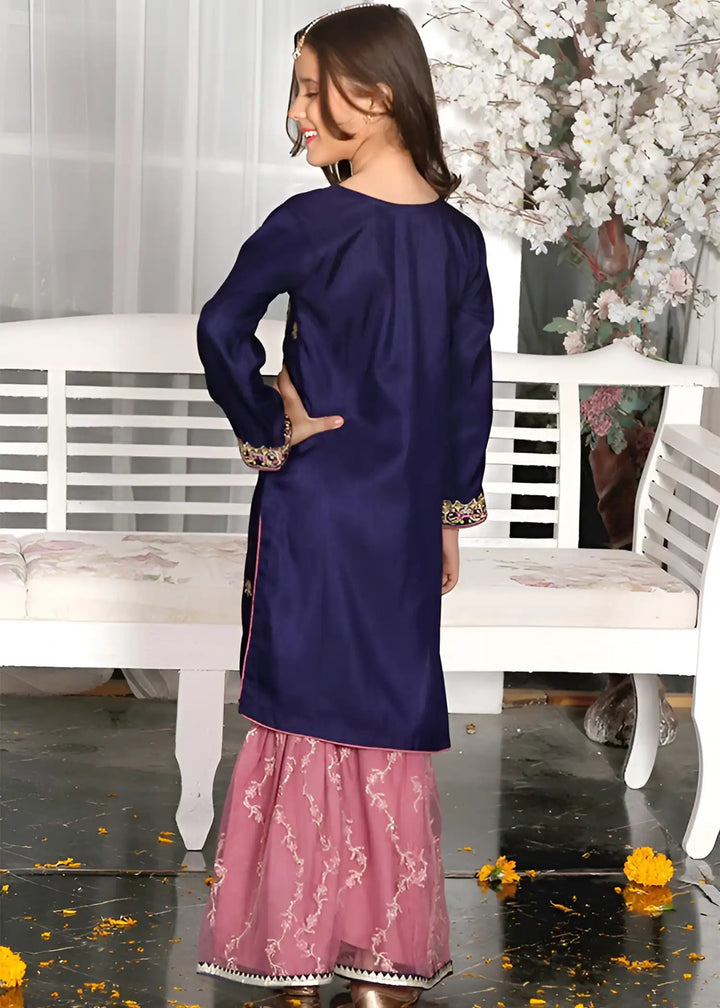Modest Girls RTW Embroidered Silk 3 Piece Suit Gharara Outfit Wedding Collection