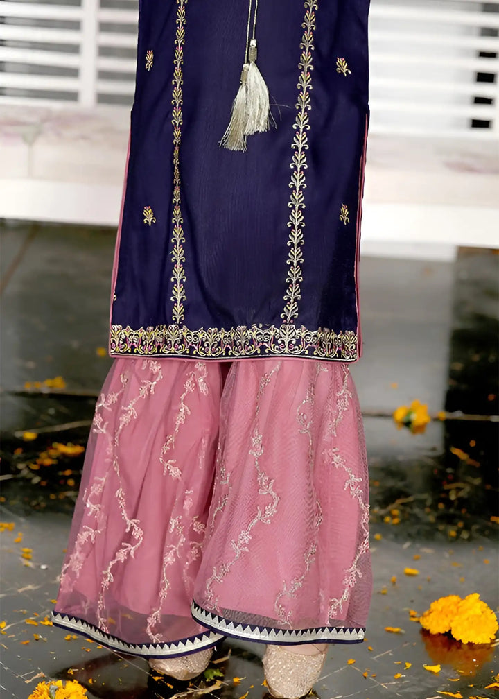 Modest Girls RTW Embroidered Silk 3 Piece Suit Gharara Outfit Wedding Collection