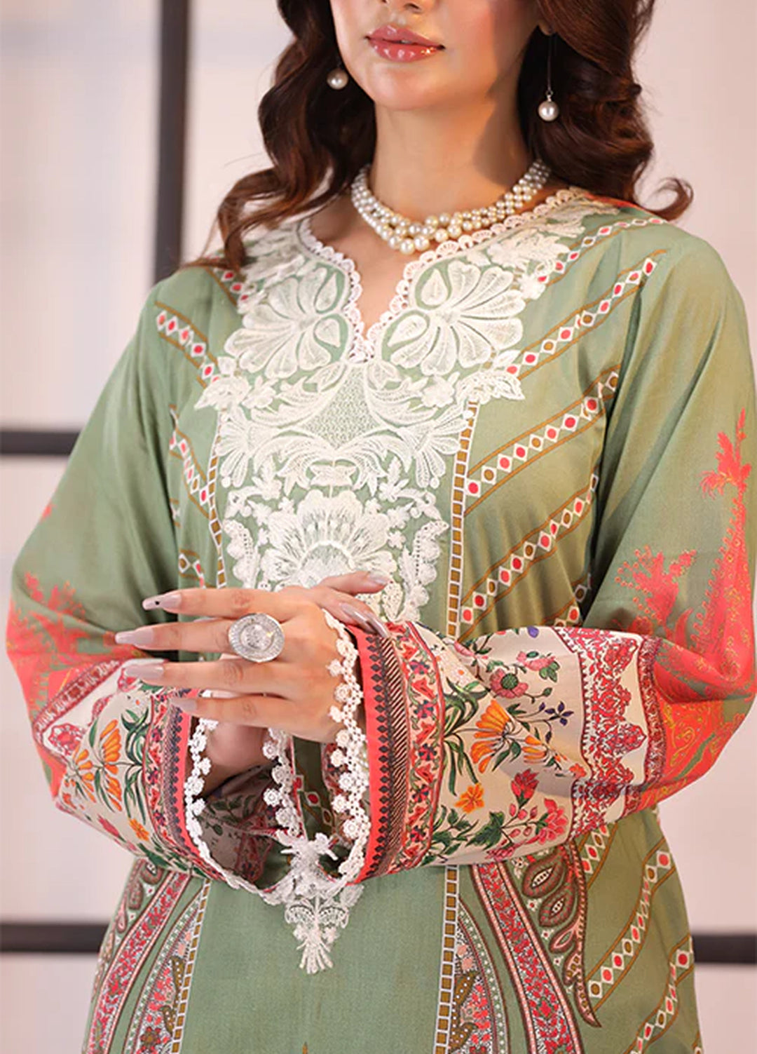 La Elise Women Unstitched Embroidered Lawn 3 Piece Suit 0001208 Vera - Casual Collection