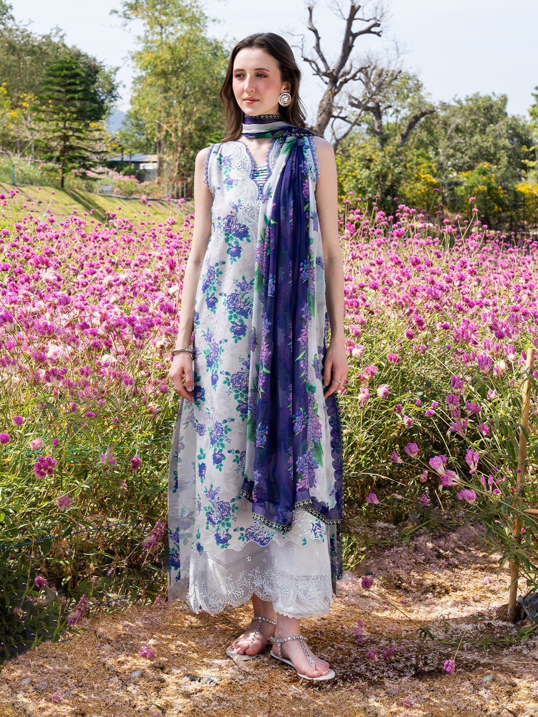 The Scent Of Summers by Yards Unstitched Embroidered Lawn 3 Piece Suit Violet Dewdrop Casual Collection