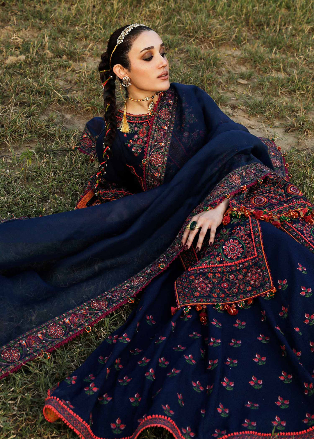 Hussain Rehar Embroidered Karandi Suits Unstitched 3 Piece HRR23KW Aegean - Winter Collection