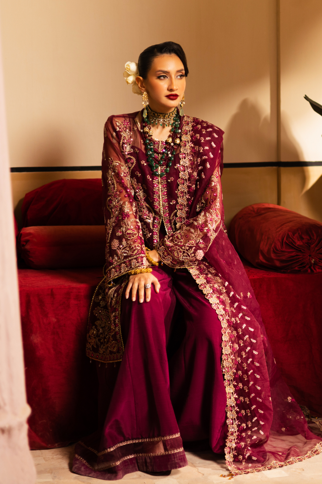 Waresha Women RTW Embroidered Organza 3 Piece Suit MW 01 - Festive Collection