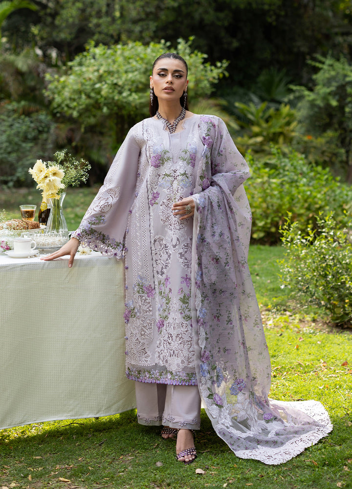 Elaf Premium Unstitched Embroidered Lawn 3 Piece Suit EL26ULF Pure Plum ELQ-4B - Festive Collection