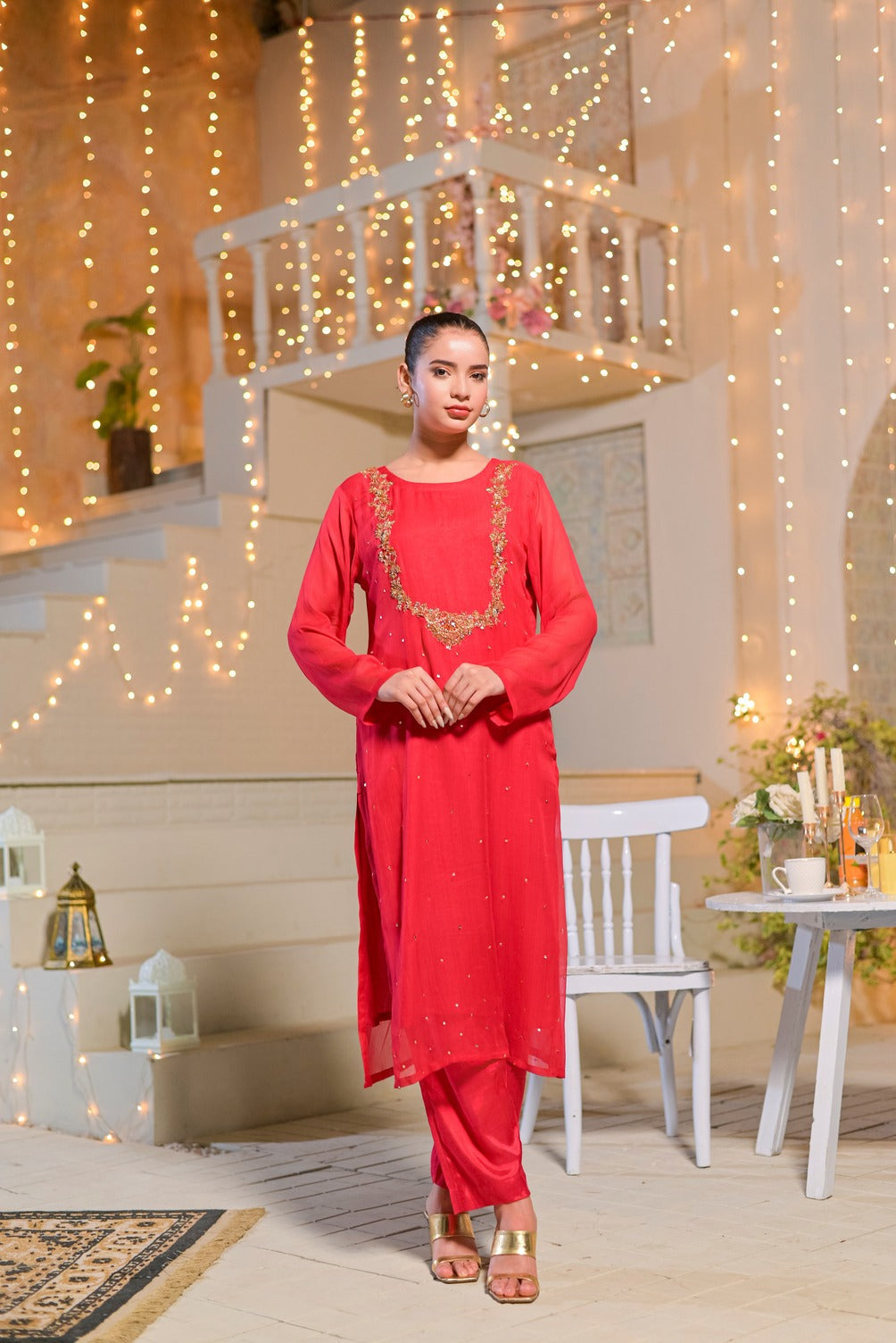 Silcot Women RTW Hand work Chiffon 2 Piece Suit Crimson Grace Eid Collection