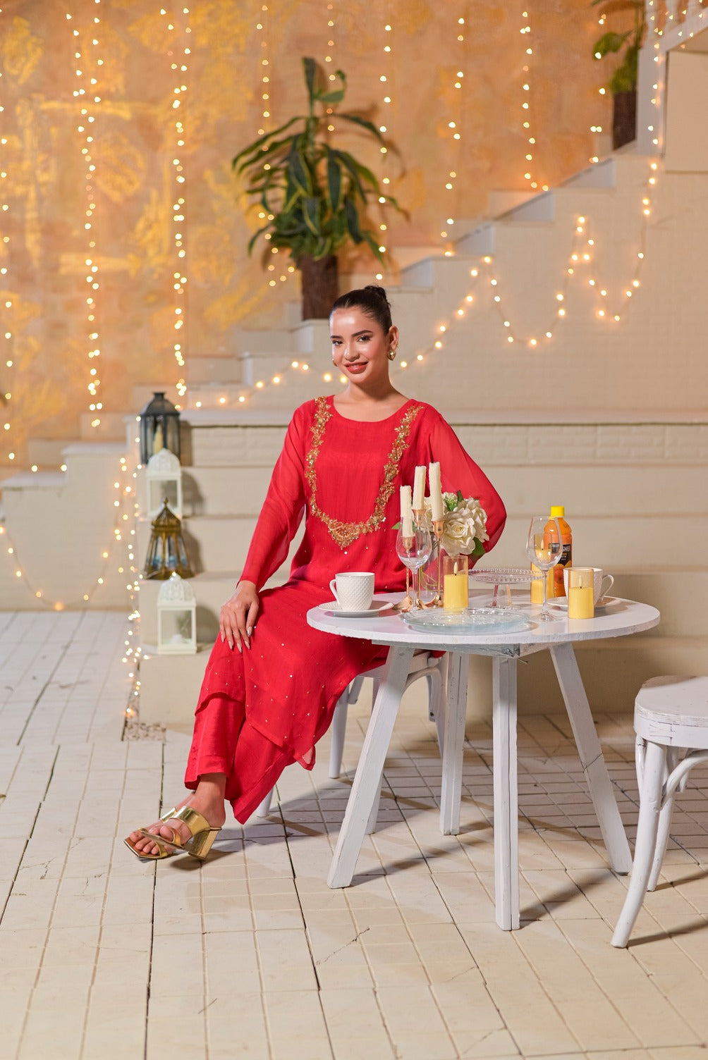 Silcot Women RTW Hand work Chiffon 2 Piece Suit Crimson Grace Eid Collection