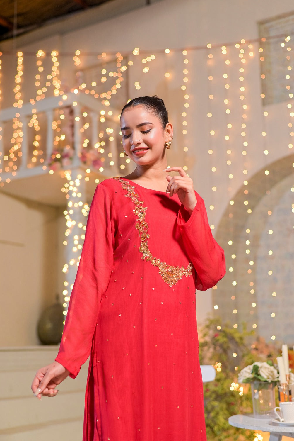 Silcot Women RTW Hand work Chiffon 2 Piece Suit Crimson Grace Eid Collection