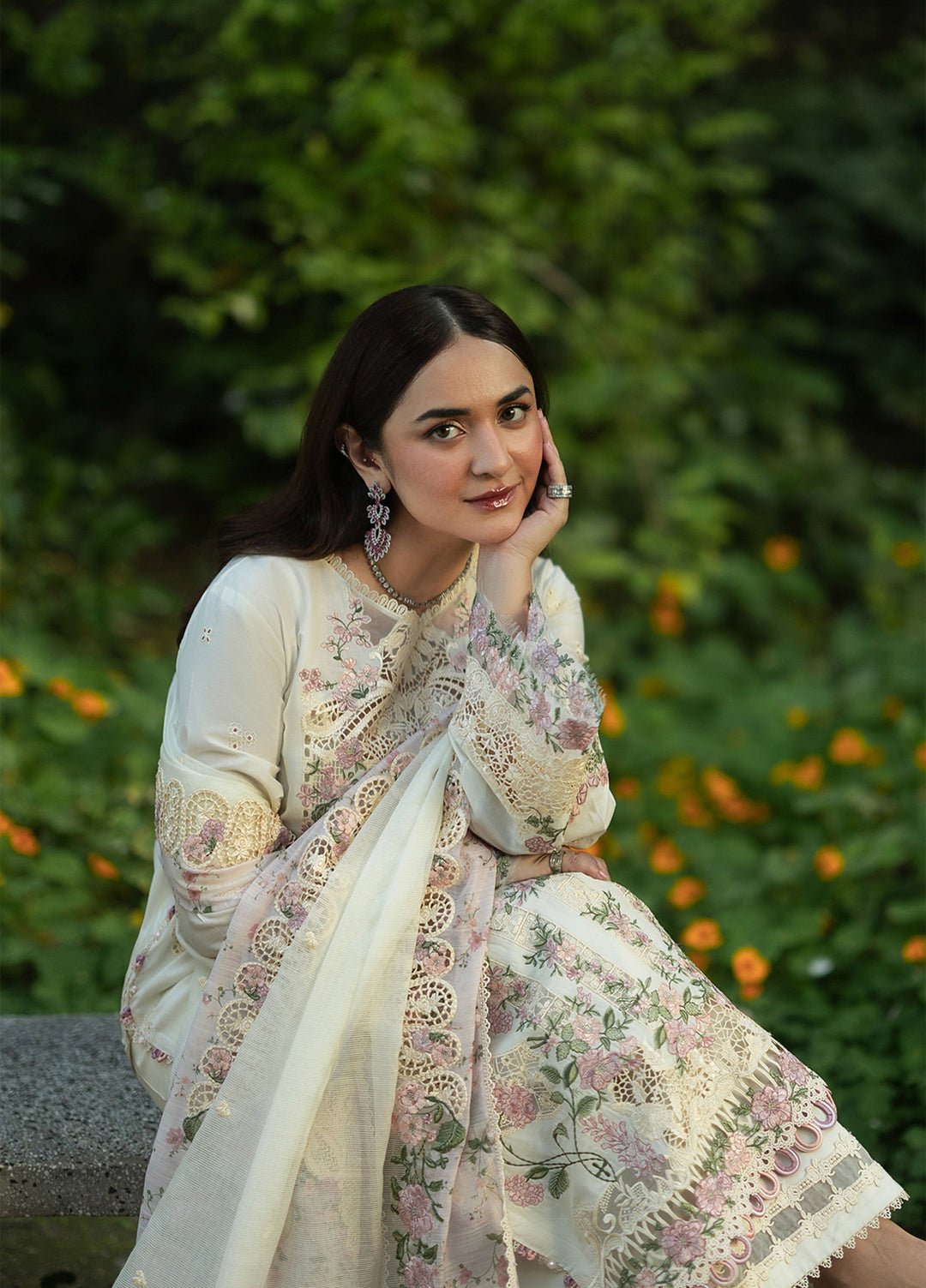 Elaf Premium Unstitched Embroidered Lawn 3 Piece Suit EL26ULF Sweet Talk ELQ-7B - Festive Collection