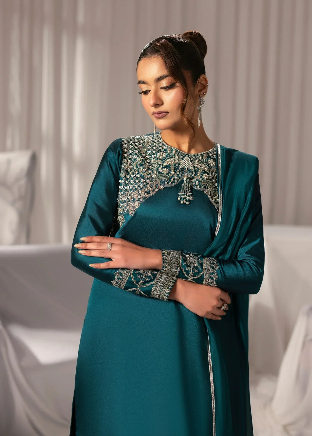 Celeste by Jamni RTW Embroidered Sheesha Silk 3 Piece Suit JUNIPER Festive Collection