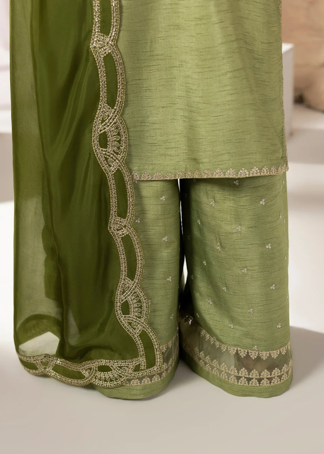 Silk Atelier by Jamni RTW Embroidered Korean Silk 3 Piece Suit MINT CRUSH Festive Collection